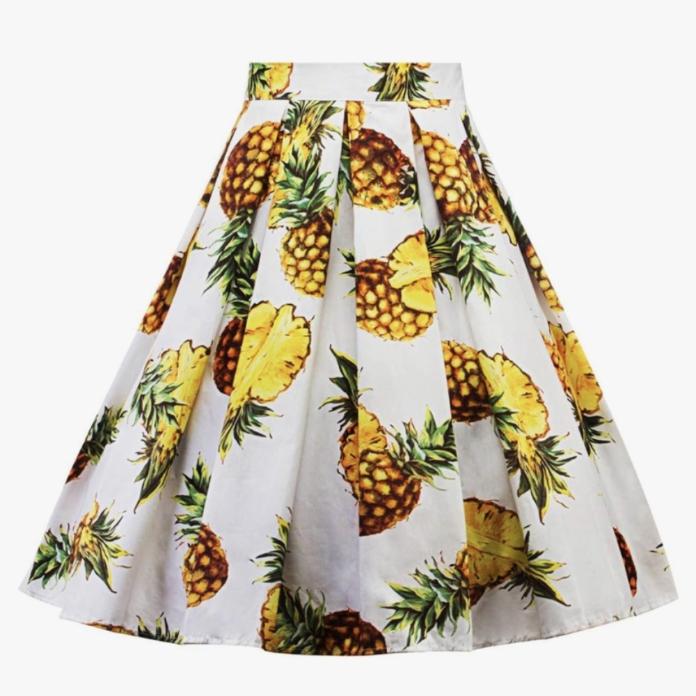 PINEAPPLE PRINT cotton full SKIRT L